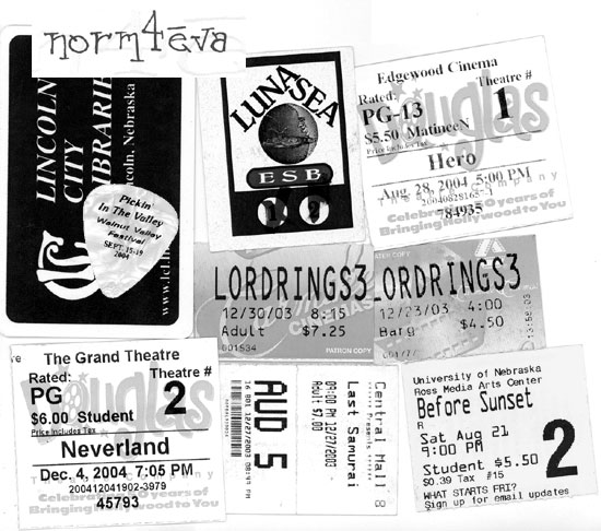 tickets and things.