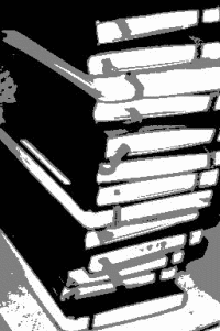 a stack of journals.
